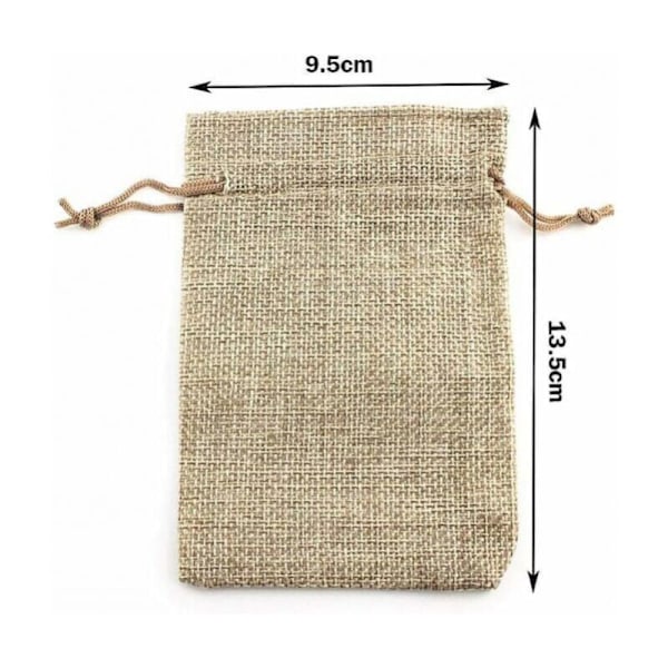 100 stk. jutepose, liten clutch i stoff, lommepose i lin 100 stk., jute canvaspose Dragees Liten Bryllup Lavendel Liten pose Gavepose smykker (13,5 x 9