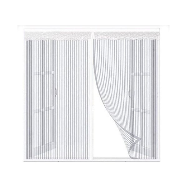 1 st Magnetisk Insektsdörr för Fönster 130x150CM Vit - Magnetiskt Fönstergardin Automatisk Stängning