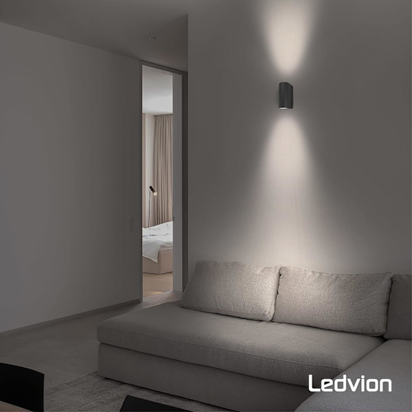 LED-ulkoseinävalaisin - Hiekanharmaa/Antrasiitti - Pyöreä - Kaksisuuntainen 2x GU10 ylös ja alas - Seinävalaisin - Säädettävä sädekulma - IP54