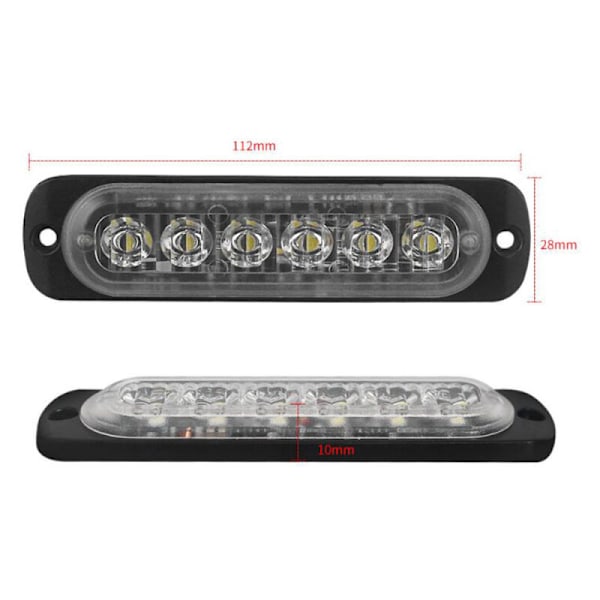 4 LED Varningsljus för Fordon, Varningsljus för Lastbil, Stroboskopljus, 6 LED Ytmonterade Vattentäta