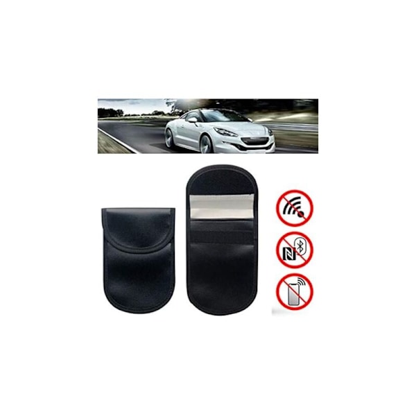 2-pack Bilnyckel Fob Skyddspåse Stöldskydd RFID Signalblockering Svart