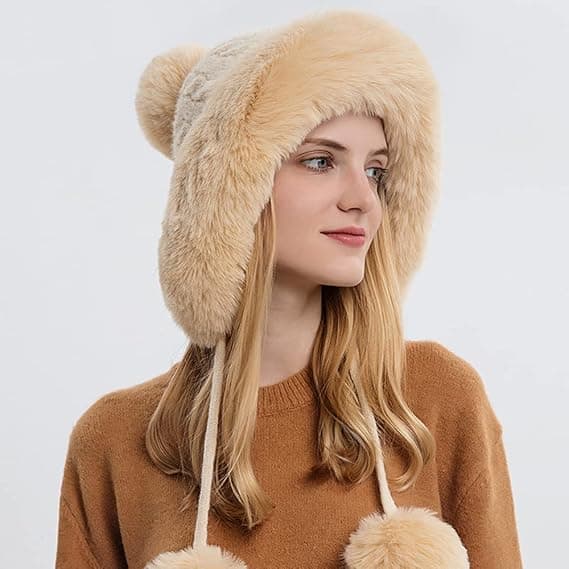 Dame Vinterhatte Varme Hætte Vinter Balaclava Pullover Strikket Hat Vinter Balaclava Pullover Strikket Hat(Khaki)