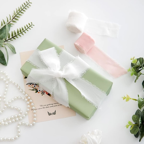 3-pack 4 cm x 4,5 m vit presentband, presentband för bröllop, festival, dekorativt band för presentinslagning, blombukett, bröllopsinbjudan, gör-det-själv