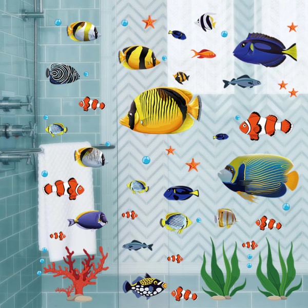 Tropiske fisk veggklistremer Under the Sea veggklistremer Baby Nursery Kids soverom Bad veggdekor