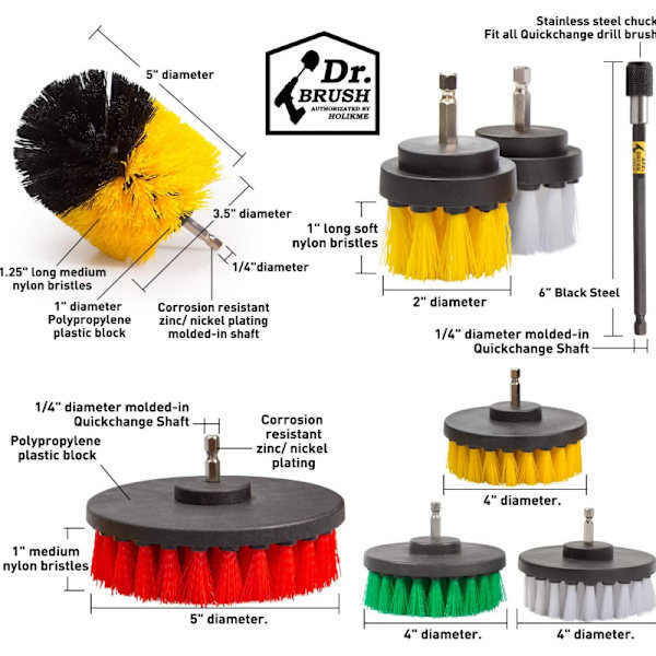 Elektrisk borstborste set 12 st 2\" 3,5\" 4\" Bil/matta/badrum skrubb rengöringsborste