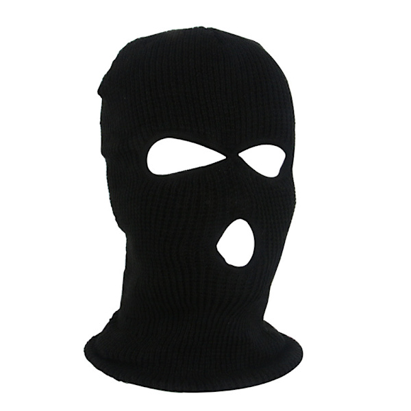 Musta Balaclava miehille, täyskasvot, 3-reikäinen neulottu balaclava, moottoripyörä, polkupyörä, balaclava, moottoripyöräily, hiihto, vaellus, retkeily, metsästys