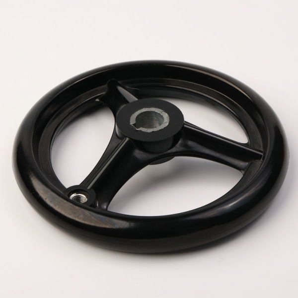 Hand Wheel - 3 Spoke Black Round Handwheel Handle Plastic Hand Wheel with Rotating Handle for 12*100mm Lathe Milling Machine