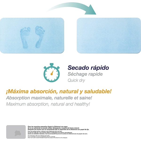 60*39*0.9 Anti-skli diatomitt badematte, maksimal absorpsjon, naturlig og sunn, rasktørkende dusjmatte, Blå