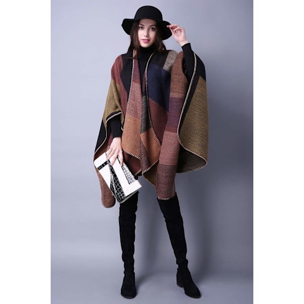 Dame Vintertæppe Sjal Wrap Åben Kappe Kappe Oversized Cardigan Sweater