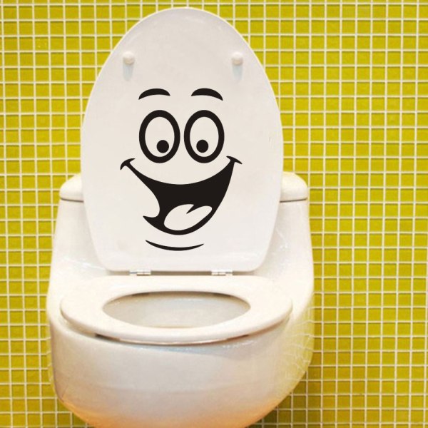 2 stk Smiley Sticker, Sjove Vægstickere til Toilet, Badeværelse, Køkken, PVC, 1 Farve, En Størrelse