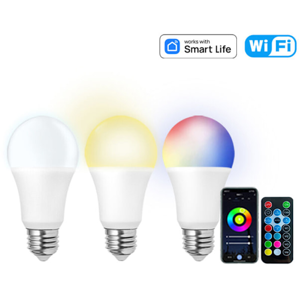 Intelligent glödlampa Tuya Bt Wifi Blouns med dimbar färgändring 9W 800 Lumen 2700-6500k RVB E26/E27 LED-lampa fungerar med Alexa för juldekoration