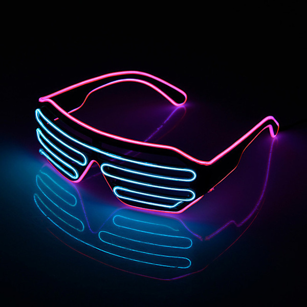 Neon Rave Glasögon (Rosa+Blå) Tråd Blixtrande LED Solglasögon Lyser Upp DJ Kostymer för Fest, 80-tal, EDM, Halloween
