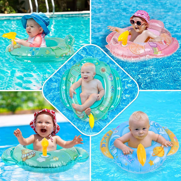 Baby svømmeflåd, oppustelig babyflådring med sæde og vandpistol Baby pool flåd sommer udendørs vandlegetøj svømmeflåd til småbørn K