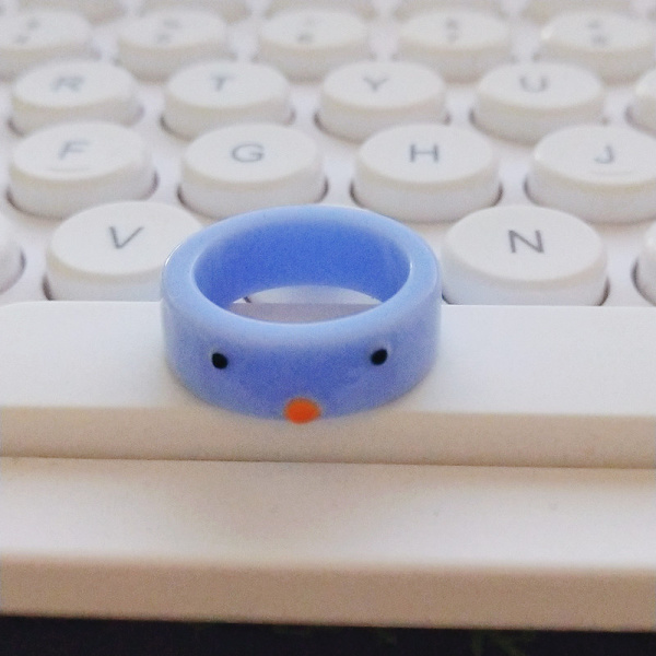 (Set av 6) Söta Djurringar, Enkla Tredimensionella Färgglada Djurringar, Resin Bred Kant Geometriska Ringar