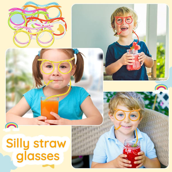 14 stycken sugrör i glas, plastgalna roliga festdricksugrör, återanvändbara DIY roliga glas sugrör för vuxna barn födelsedagsfest