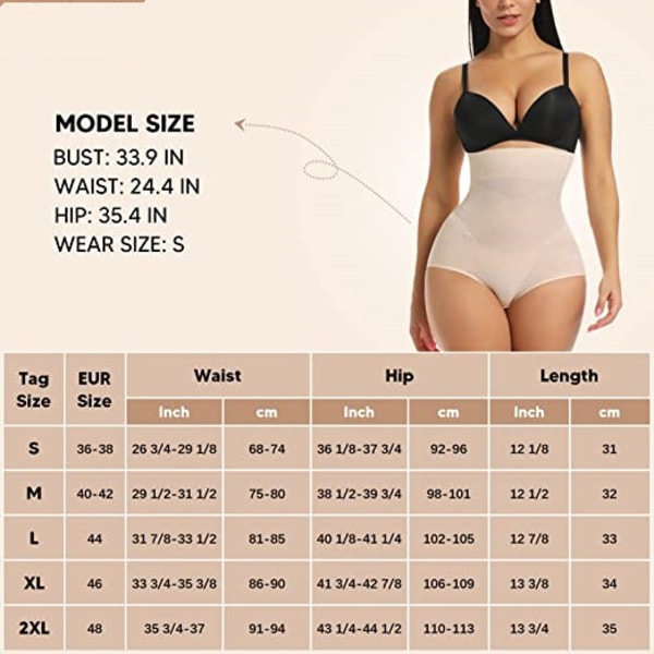 Damunderkläder med hög midja, osynliga trosor, bantande slida, platt mage, formande underkläder, bantande body shaper, svart beige med bygel