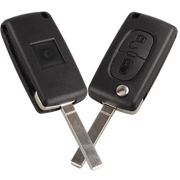 2 knapper nøgleskal kompatibel med CE0523 folde-flip nøgle til Peugeot 207 307 308 407 408 3008 5008 Citroen C2 C3 C4 C5 C6 C8 (2 knapper, CE0523)