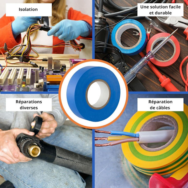 Svart isoleringstejp - 17 mm x 10 m - tålig, självhäftande - skydda, bunt, reparera kablar - 1 rulle