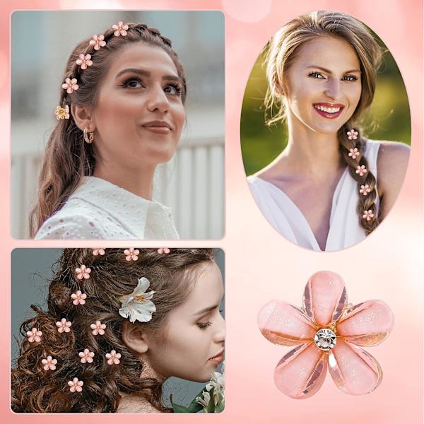 14 kappaleen mini-timanttihiusklipsit (vaaleanpunainen), pienet hiusklipsit hiusklipsit naisille, tytöille, makeat minihiusklipsit hiusklipsit päivittäiseen käyttöön, juhliin, häihin