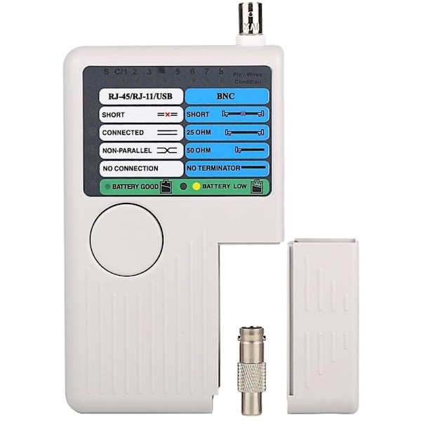4 i 1 Multifunksjons Nettverkskabeltester, RJ11 RJ45 USB BNC Nettverkskabeltester for UTP STP LAN Kabel Tracker, 148.62.5cm