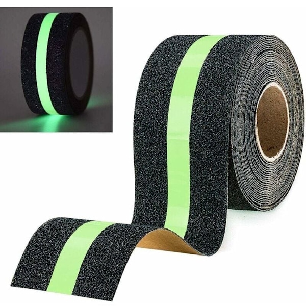 1 halkskyddsband som lyser i mörkret, ljus film, halkskyddsremsa för inom- och utomhusbruk för trappor, 10 m x 5 cm