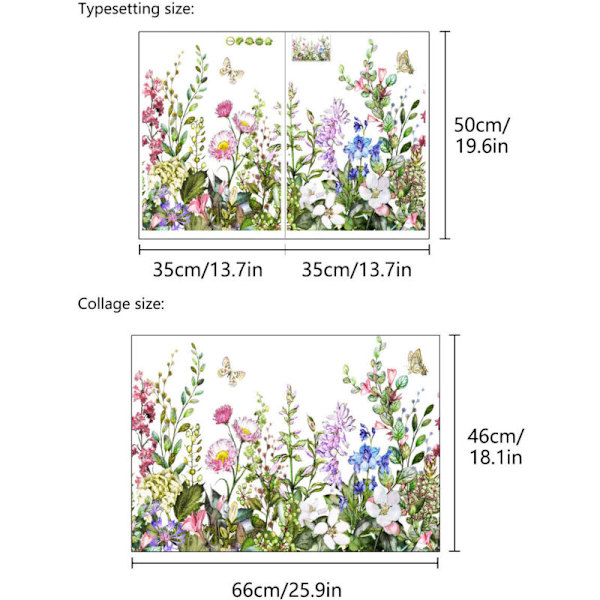 Veggklistremerke blomster, rattpakkere Veggblomster klistremerker, Friske grønne blomsterhage blader veggklistremerker, DIY kunstdekor planter for soverom