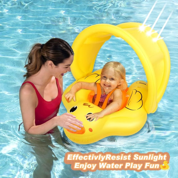 Baby svømmeflåd - Baby pool float med baldakin - Oppustelige baby pool floats - Baby oppustelig sæde svømmering - Baby svømmeflåd - Baby vand