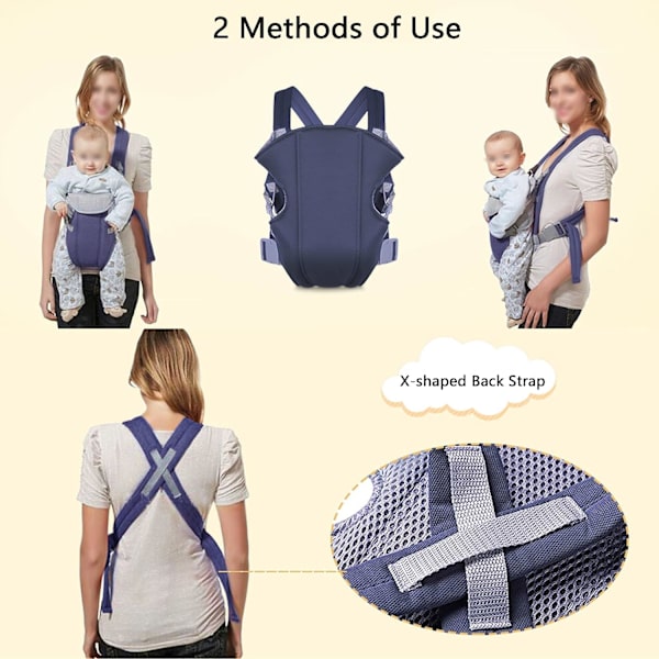 Ergonomisk justerbar baby carrier spedbarn bæresele bomull hofte sete baby carrier nyfødt fysiologisk bæresele stropp for 3,5-15 kg baby marineblå,