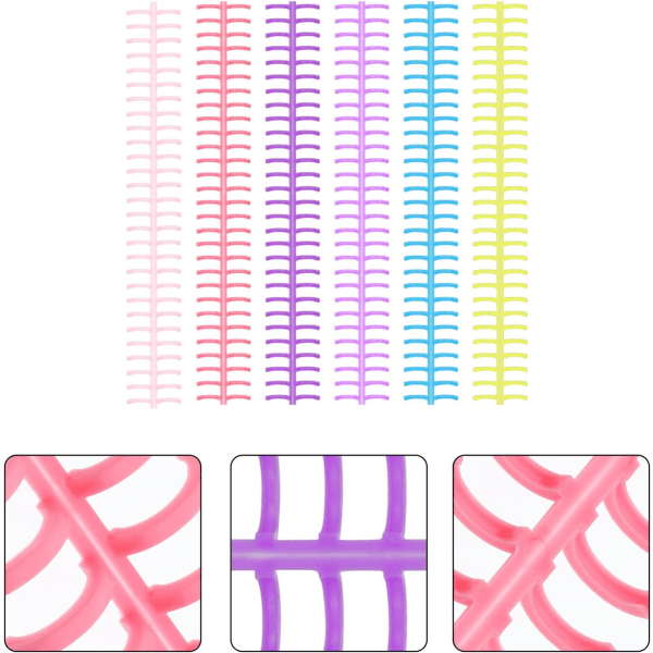 6 stk. (6 farver) 10 mm dobbelt bogbinding løse blade bindere plastik ring kamme bindende clips notespiraler spiraler
