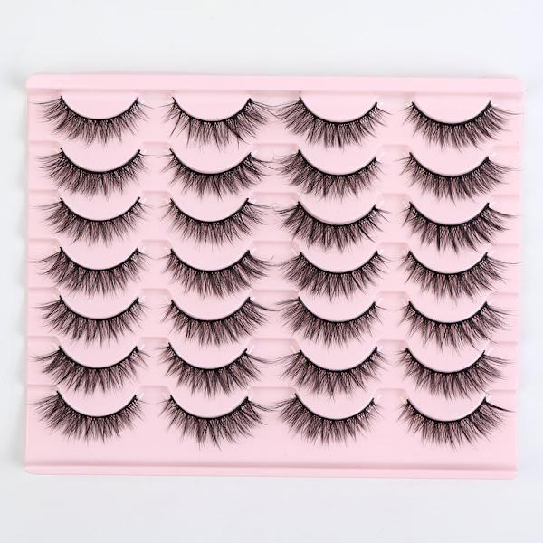 Falska ögonfransar - 14 mm Faux 3D Mink Lashes Natural Look Fluffy Cat Eye Wispy Lashes Pack, 14 par