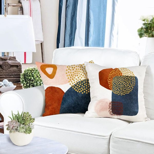 Örngott 45x45 Set med 4 kuddfodral Soffa Dekorativa Kuddar Geometriskt Mönster Patch Linne Kudde Soffa För Vardagsrum Pastell Exteriör Kudde