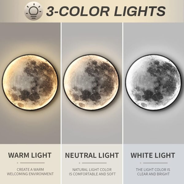 Indendørs Væglampe Moderne LED Væglampe 15W Cirkel Design 6500K Sort Soveværelse Stue 24 CM