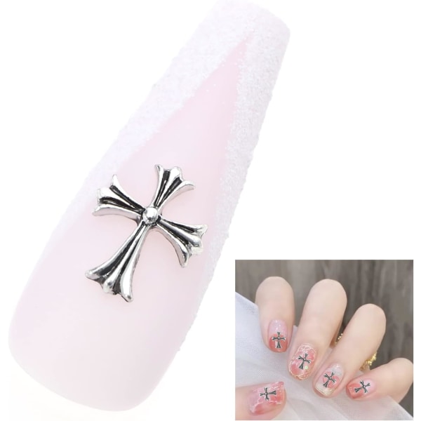 60 stk Cross Nail Art Charms Metal 3D Punk Nail Ornaments for Mani