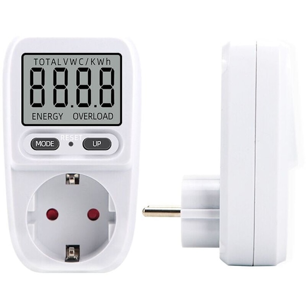 Wattmeter 230 V/16 A, Wattmeter Energimåler, Energiforbrugsmåler Elektrisk forbrugskontrol med display med flydende krystaller