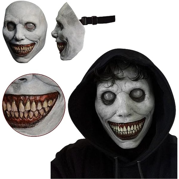 Grå, Universal Halloween Maske Horror Halloween Smil Demon Horror Klovn Cosplay Halloween Demon Karneval Cosplay Rekvisitter Velegnet til Mænd og Kvinder,