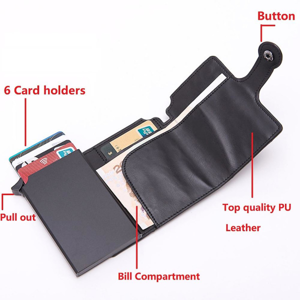 Herre Rfid-knapp Kredittkortklips Automatisk Pop Up Metal Rfid ID
