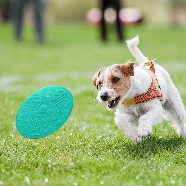 Koira frisbee lelu, purentakestävä suurikokoinen kumifrisbee lelu koiralle lentävän kiekon koulutustyökalut ulkoiluun, vihreä
