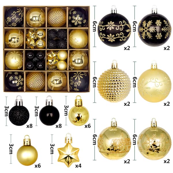Julekuler 44 stk 3-6cm sett Julepynt galvanisert ball anheng