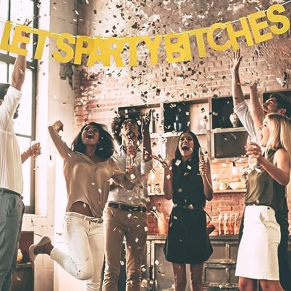 4 stk. LET'S PARTY BITCHES Vimpler Guirlander, Glitter Papir Bannere til Fest Dekoration