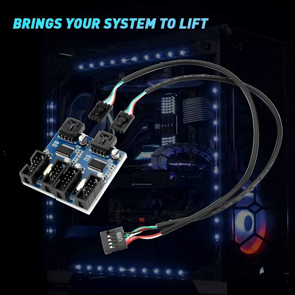 Emolevy USB 2.0 9-nastainen liitäntä 1-4 jatkokeskitinjakaja