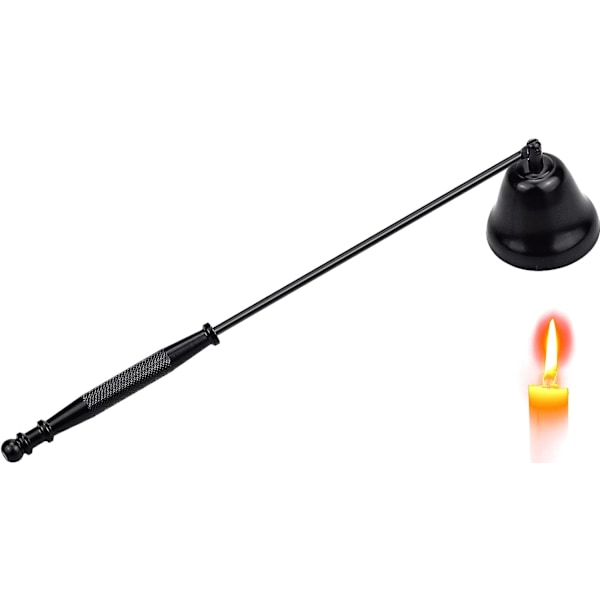 Sort Antik Rustfrit Stål Lys Slukker med 20cm Langt Håndtag til Aromaterapi, Lys, Tealights til Udslukning af Lys (Sort)