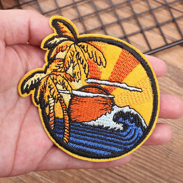 10 stk. Runde solnedgangsmærke broderi stof klistermærker Daisy - patches flerfarvet tilfældig mix patches håndlavede assorterede stryge på eller sy broderede strygejern