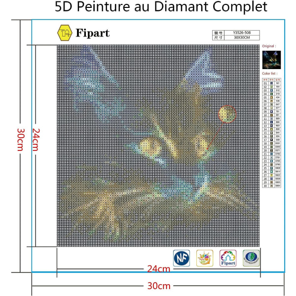 Diamantmaleri, 5D Diy Diamantmaleri Digitalt Vægdekor Kit, Sort Kat (12X12 tommer)