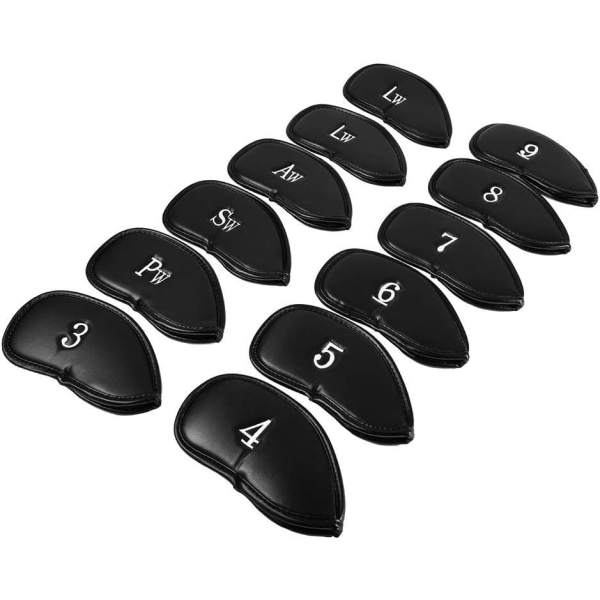 Golf Club Head Cover Golf Iron Head Cover 12 Pcs PU Leather Black Golf Club Iron Head Cover