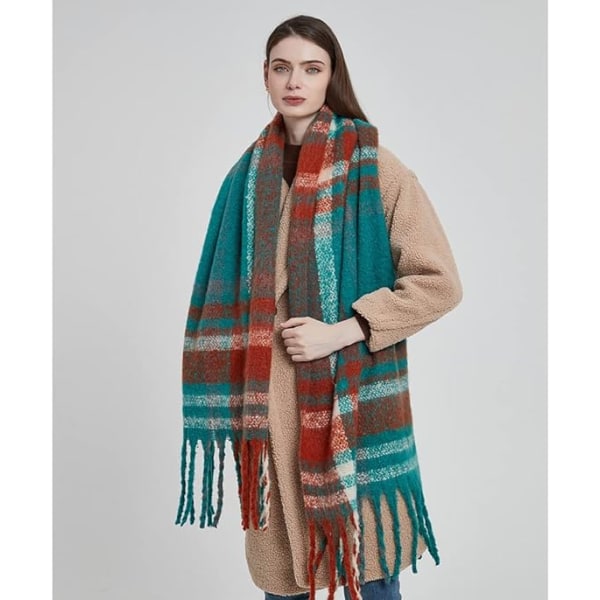 Stor chunky rutete skjerf sjekket fargerike oversized skjerf myk stor kasjmir ull tykk vinter varm teppe kvinner