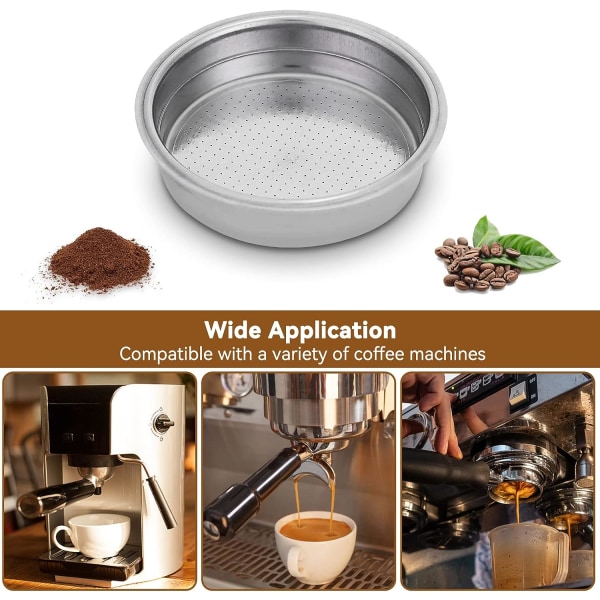 51mm ikke-tryksat filter, rustfrit stål kaffefilter enkeltlags trykfri filterkurv, espressofilterkurv til genopfyldelig genanvendelig