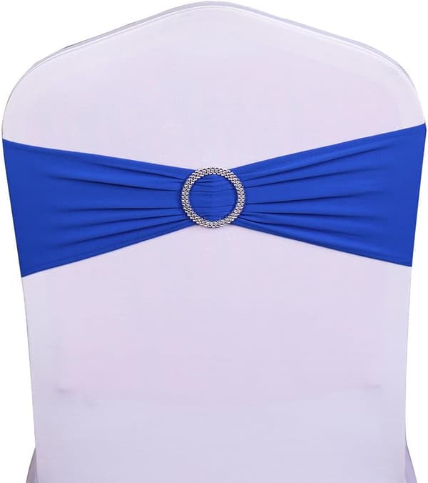 10 stk marineblå elastiske stolsløyfer med spenne, for bryllup, Lycra, polyester og spandex stolsløyfe
