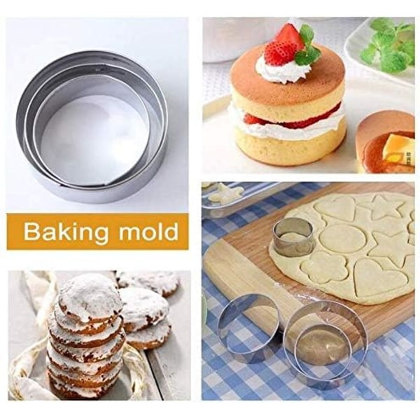 Sett med 12 hjerteformet kakeformer, metallkakeformer, kakeformer i rustfritt stål, bakstformer, fondantkjekskjeks sjokolade hjerte, stjerne, F