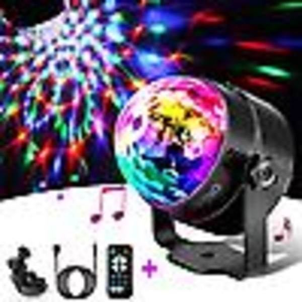 Discokule med LED-partylys, musikkstyrt disco-lyseffekter