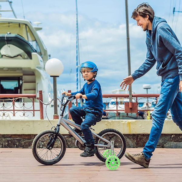 Stödhjul för barncykel, cykelhjälphjul, barncykelhjälphjul, stödhjul för 12-20 tums cykelkomponenter, gröna